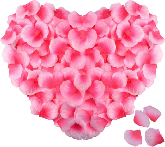 obmwang 2000 PCS Silk Rose Petals Artificial Flower Petals for Wedding Flower Decoration. Pink and Rose Pink