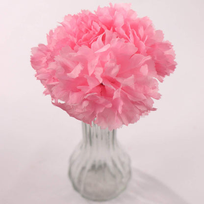 Larksilk 100 Pack Artificial Carnations - Bulk Silk Flowers for Weddings, Mother's Day, Graduations, Easter & Memorial Day - 3.5" Heads, 5" Stems, Real Touch Petals, 18 Colors Available - Pink