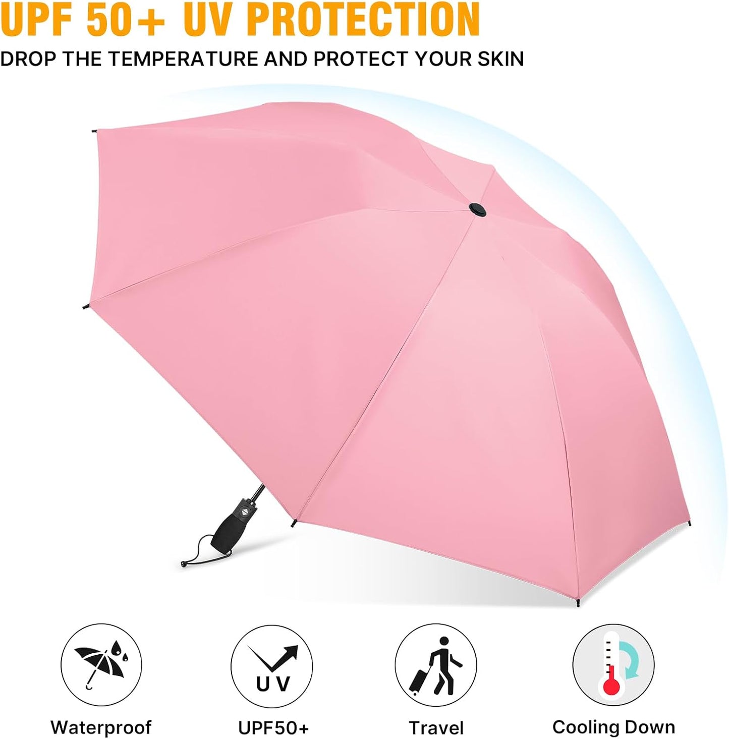 G4Free 46 Inch Inverted Umbrella Windproof Travel Umbrella for Rain & Sun | Black Coating UV Protection, Strong 8 Ribs, Auto Open/Close, Reverse Folding Umbrella with Non-Slip Grip, Fits Car & Backpack