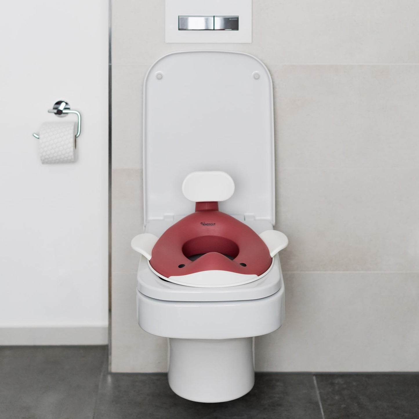 Kindsgut Whale Potty Training Seat for Toddlers – Kids Toilet Seat with Backrest, Non-Slip, Fits Round & Oval Toilet Seats, Designed in Germany, Dusty pink