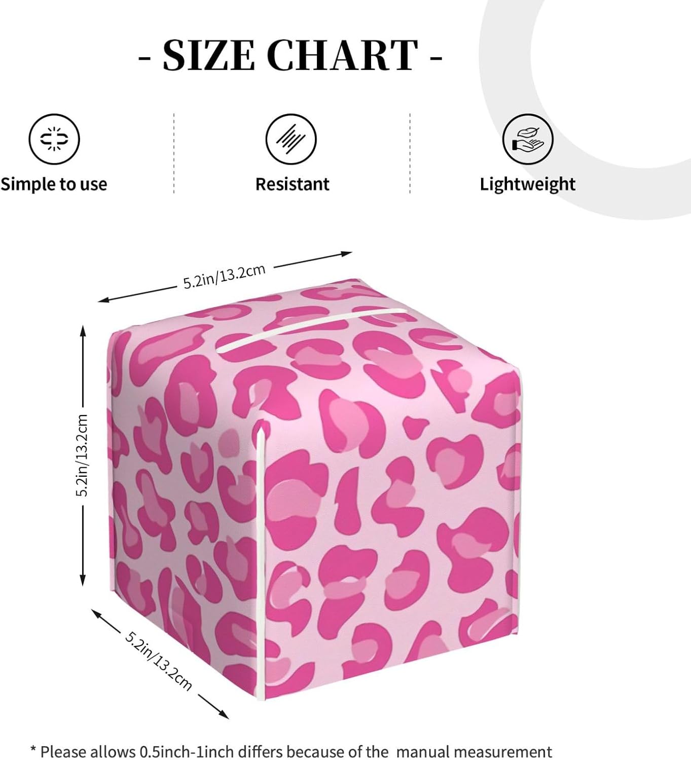 Pink Leopard Print Leather Tissue Box Holder, Suitable for Decorating Car Bathrooms, Bedrooms, Desks, and Tabletops