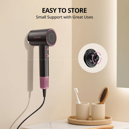 Ionic Hair Dryer with Diffuser and Concentrator- 180000 RPM High Speed Blow Dryer, 3 Min Fast Drying, Heat-Control, Low Noise, Lightweight, Salon Professional Blow Dryer for Women, Men (Rose Pink)
