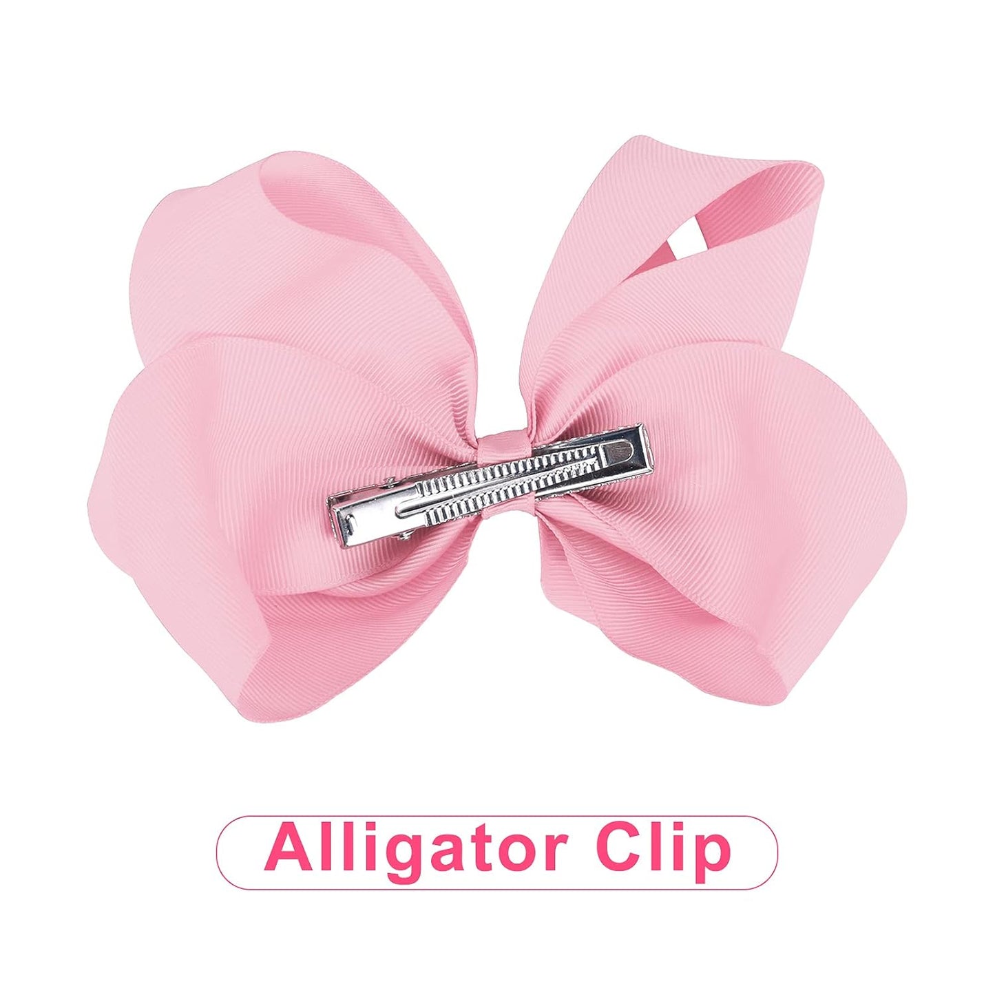 DEEKA 16 PCS 4" Hand-made Hair Bow Grosgrain Ribbon Solid Color Hair Bow Alligator Clips Hair Accessories for Little Teen Toddler Girls -Light Pink