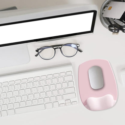Ergonomic Mouse Pad with Wrist Rest, Gel Mousepad with Wrist Support, Premium Lycra Fabric, Non-Slip PU Base, Ideal for Laptop & Desktop, Home & Office & Gaming, Desk Accessories, Pastel Pink
