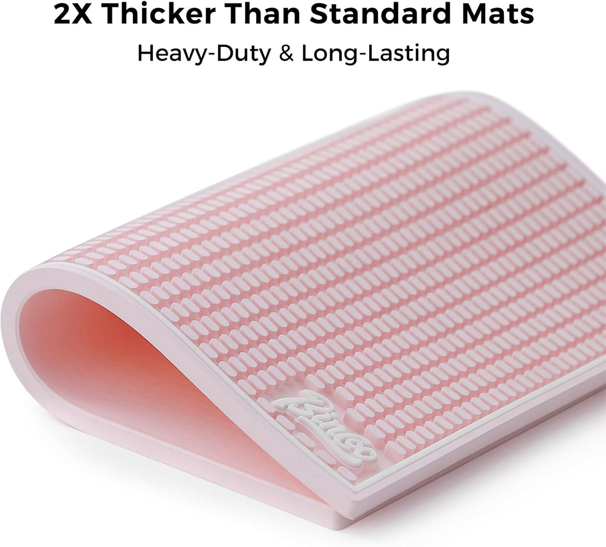 Coffee Bar Mat, 10mm Thick Non-Slip Rubber Bar Drip Tray, Heavy Duty Waterproof Bartender Mat for Countertops, Dishwasher Safe, Easy Clean for Coffee, Beer, Cocktail, Kitchen (Pink, 12*18)