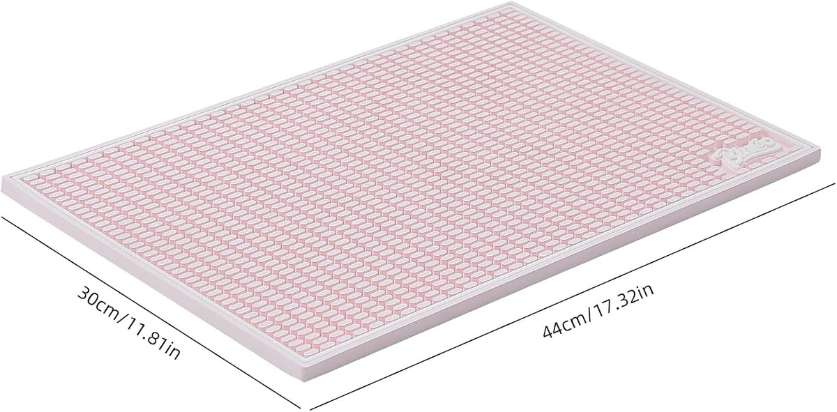 Coffee Bar Mat, 10mm Thick Non-Slip Rubber Bar Drip Tray, Heavy Duty Waterproof Bartender Mat for Countertops, Dishwasher Safe, Easy Clean for Coffee, Beer, Cocktail, Kitchen (Pink, 12*18)