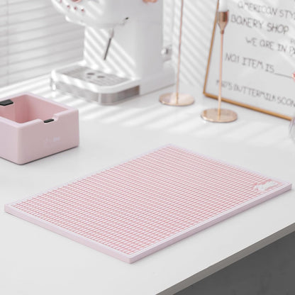 Coffee Bar Mat, 10mm Thick Non-Slip Rubber Bar Drip Tray, Heavy Duty Waterproof Bartender Mat for Countertops, Dishwasher Safe, Easy Clean for Coffee, Beer, Cocktail, Kitchen (Pink, 12*18)