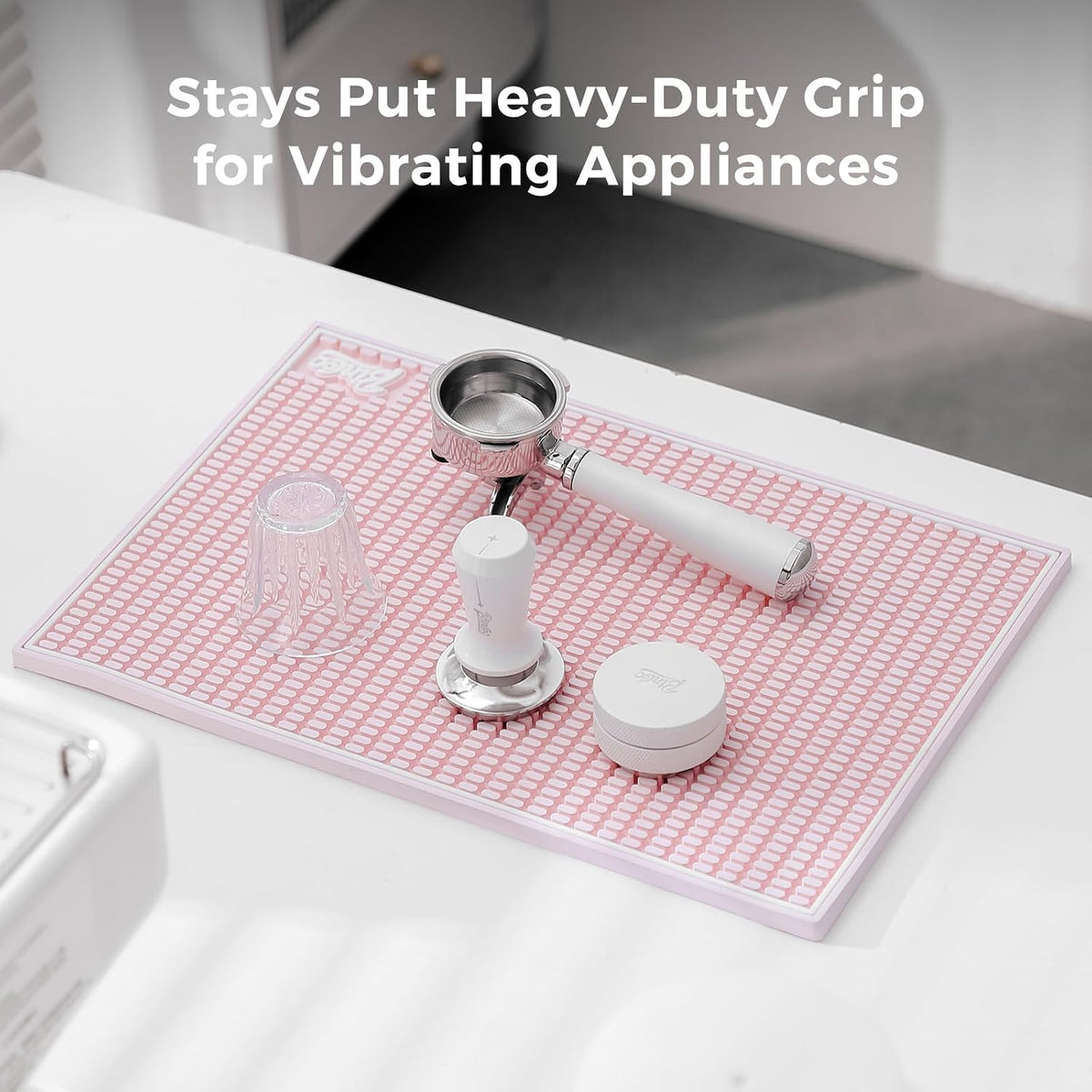 Coffee Bar Mat, 10mm Thick Non-Slip Rubber Bar Drip Tray, Heavy Duty Waterproof Bartender Mat for Countertops, Dishwasher Safe, Easy Clean for Coffee, Beer, Cocktail, Kitchen (Pink, 12*18)