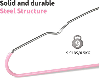 TOPIA HANGER Non Slip Hanger 20 Pack, Metal Clothes Hangers Space Saving, Heavy Duty Rubber Coated Wire Hanger for Coat, Shirt, Dress, Pants-Pink, CT12P