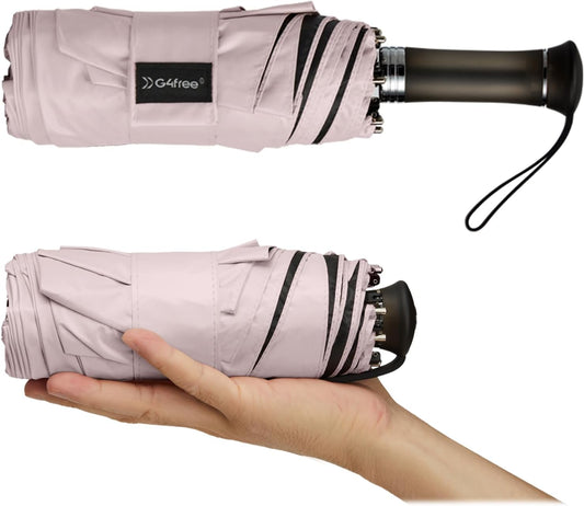 G4Free 46 Inch Mini Travel Umbrella, Compact Lightweight Sun Umbrella, Extendable Built-in Handle, UPF 50+ UV Protection, Manual Open, Pocket Size for Backpack & Purse