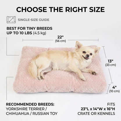 Small Dog Bed for Crate,22 Inch Washable Dog Crate Pad for Dog Cages,Soft Jacquard Flannel Puppy Kennel Bed with Anti-Slip Bottom,Fluffy Dog Mat for Small Dogs,Pink