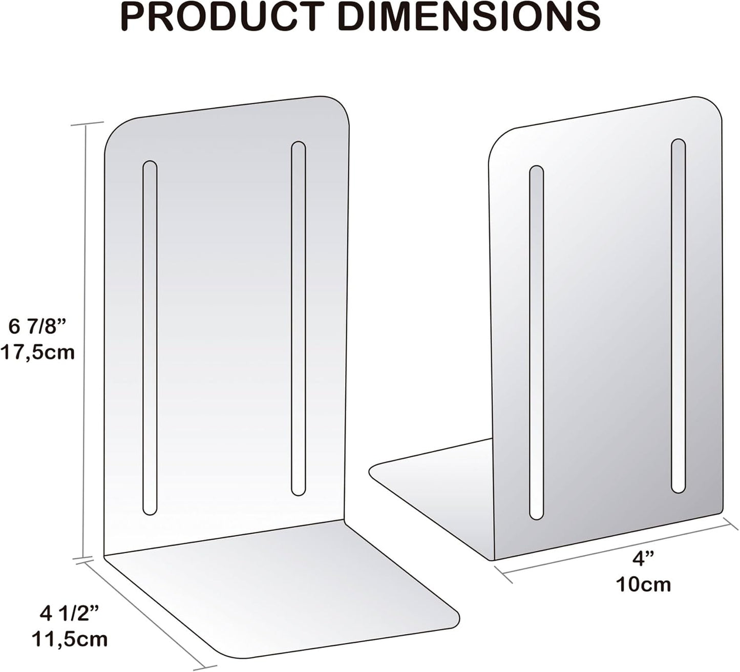 Acrimet Bookends for Shelves, Non-Skid Book Holder, Heavy Duty Book Stopper, Steel Metal Book Ends Storage for Home, Library, 6 7/8" H x 4" W x 4 1/2" D (Pink) (1 Pair / 2 Pieces)