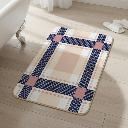 Bath Mat Pink Check Anti Slip Quick Drying Door Rugs Bath Rug for Bathroom Shower Kitchen 24 × 16 Inch Gift for Housewarming Friends Family