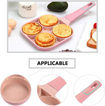 SHINEOFI Non-stick Breakfast Skillet Pan Aluminium Alloy Nonstick Egg Cooker with Groove Design for Easy Cleaning and Cooking Small Flat Frying Pan for Omelettes and Pancakes Pink