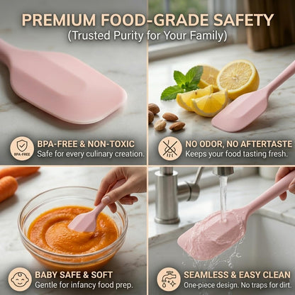 Silicone Spatula Set of 3, BPA-Free Heat Resistant Silicone Scraper Spoon Spatula for Baking, Cooking, Mixing, Non-Stick Kitchen Utensils Set (Dusty Pink)