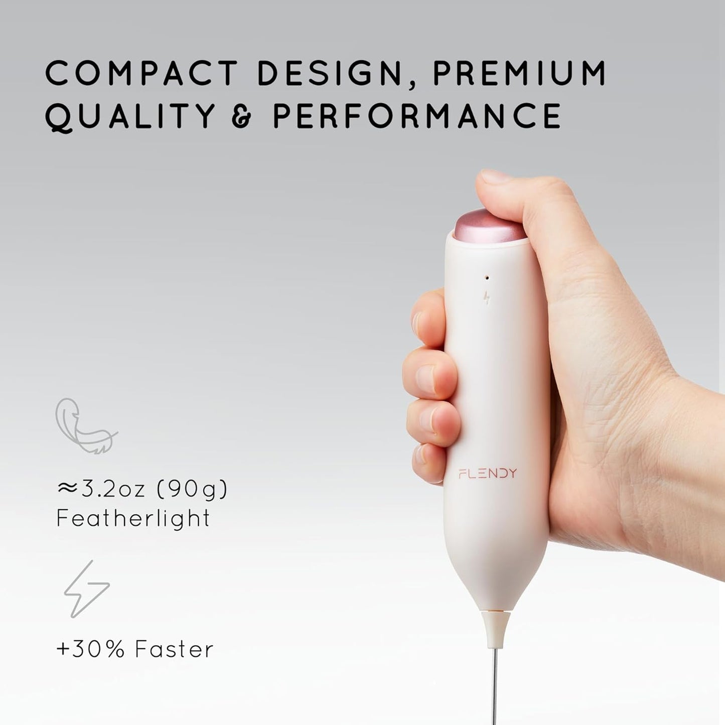 Flendy Rechargeable Milk Frother Handheld, Coffee Frother Handheld with USB-C Charging Stand, Electric Drink Mixer Handheld, Mini Electric Whisk Frother for Coffee, Matcha, etc