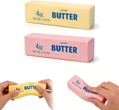 2 PCS Butter Squishy, Slow Rising Squishy Butter Stick New Giant Realistic Bread Slow Rising Stress Soft Sticky Squishies for Relaxation & Focus, Desk Gift(Yellow + Pink)