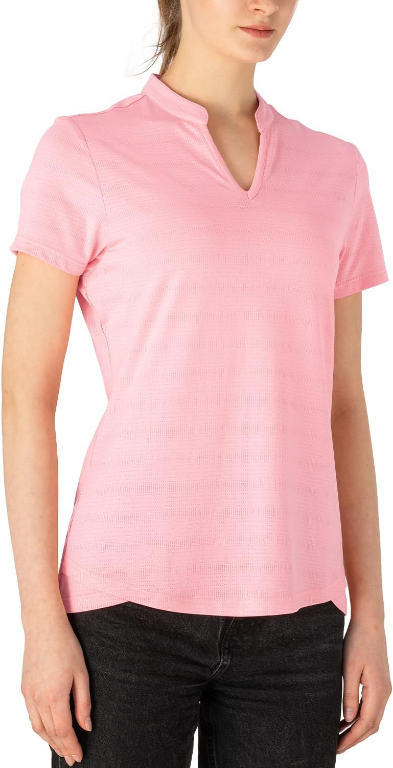 Gopune Women's V Neck Golf Polo Shirts Collarless Short Sleeve Lightweight Quick Dry Tennis Running T-Shirts