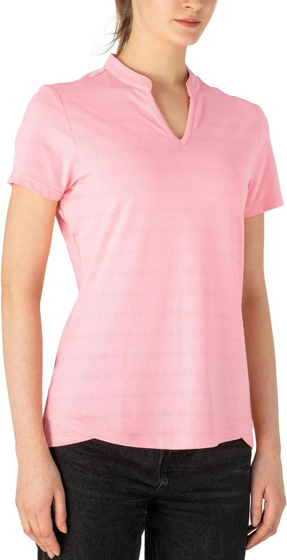 Gopune Women's V Neck Golf Polo Shirts Collarless Short Sleeve Lightweight Quick Dry Tennis Running T-Shirts