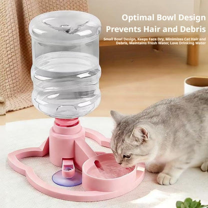 Cat Water Fountain Stand, Automatic Anti-Tipping Cat Water Bowl Kitten Waterbottle Basin Stand Pet WaterDispenser Station Fountain Rack for Indoor Cats, Puppy, Small Dogs Kitten Breed Balcony (Pink)