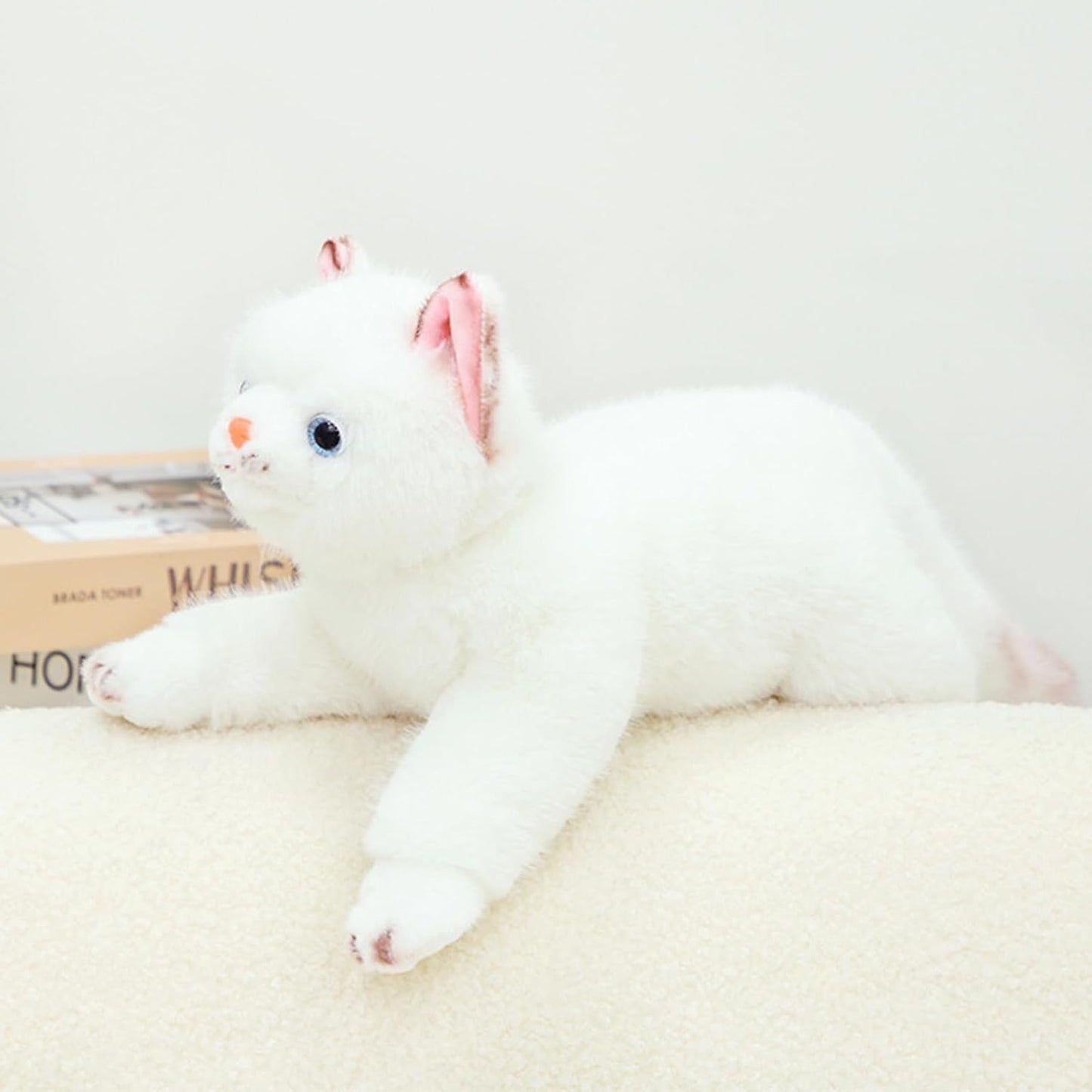 PEACH CAT Cat Stuffed Animal 15" Realistic Kitten Plushies Soft Plush Toys Gifts for Kids White