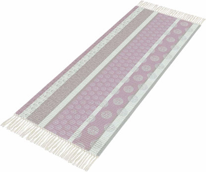 Farm Fruits Kitchen Runner Rug 2'x4', Watermelon Lemons Peach Pink Grey Striped Washable Rug with Tassels, Non Slip Woven Cotton Bathroom Rugs Hallway Carpet for Foyer Bedroom Entry Back Door Decor