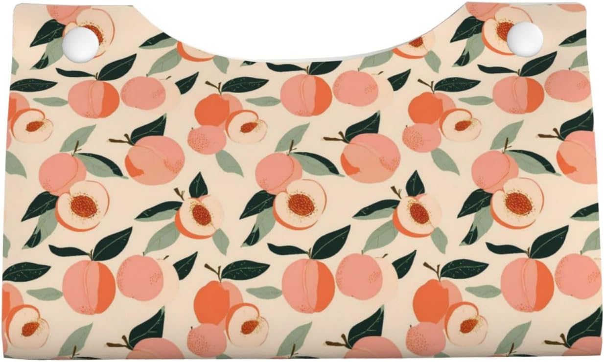 Peaches (3) Print Tissue Box Cover,Rectangular Pu Leather Tissue Holder for Bathroom Living Room Office