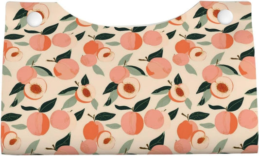 Peaches (3) Print Tissue Box Cover,Rectangular Pu Leather Tissue Holder for Bathroom Living Room Office