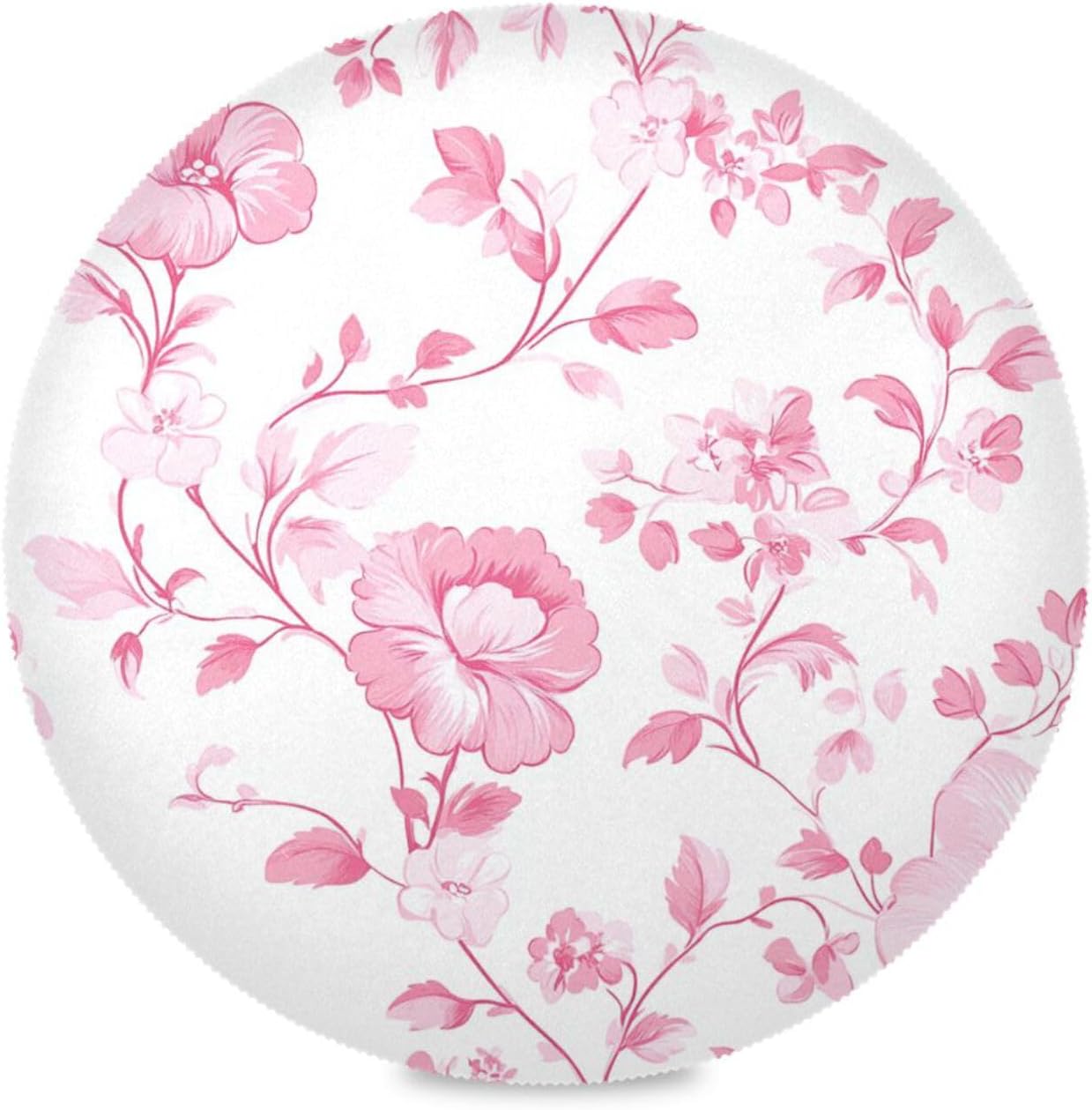 Floral Pattern Peach Round Place mats Reusable placemats platemates for Table Waterproof Place mat Table mats Set of 6 Round 15.4x15.4in