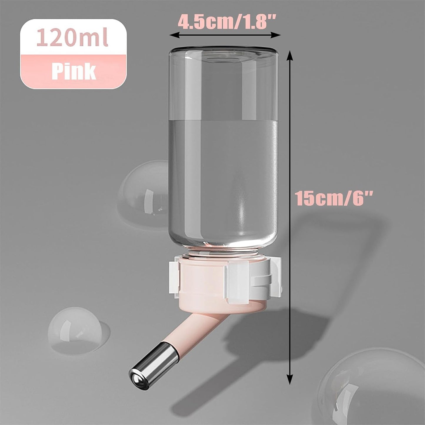 120ml Hamster Water Bottle,Wall Mounted No Drip Gerbil Water Feeder Dispenser for Hamster Gerbils Mice Degus Lemming Hedgehog Small-Sized Pet (Pink, 120ml)