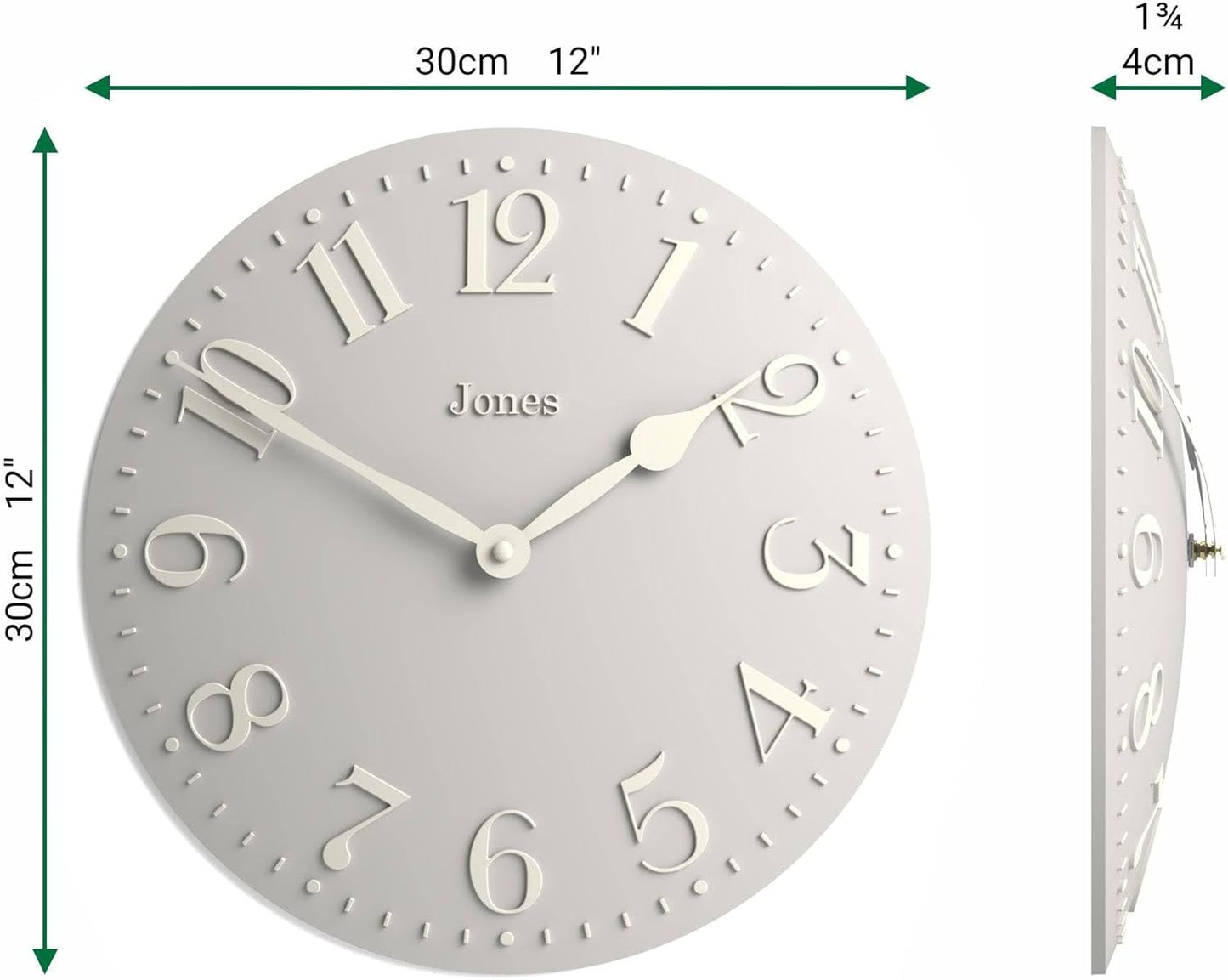 JONES CLOCKS® Betty wall Clock | Classic Convex Clock | 12 inch | Rose Pink | Stylish Elegance Perfect for the Kitchen, Living Room, Office or Bedroom
