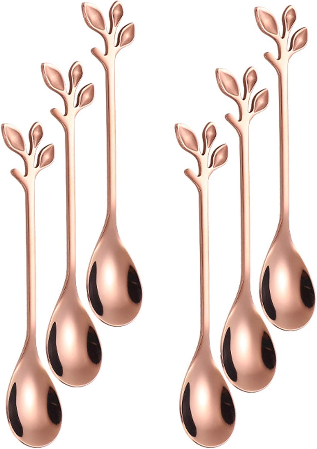 Demitasse Mini Coffee Spoons, 4.7 Inches, Set of 6, Small Stainless Steel Spoons for Dessert, Tea, Appetizer, Party Supplies (Rose Gold)