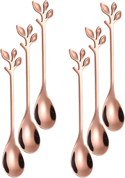 Demitasse Mini Coffee Spoons, 4.7 Inches, Set of 6, Small Stainless Steel Spoons for Dessert, Tea, Appetizer, Party Supplies (Rose Gold)