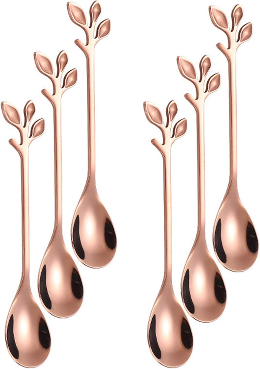 Demitasse Mini Coffee Spoons, 4.7 Inches, Set of 6, Small Stainless Steel Spoons for Dessert, Tea, Appetizer, Party Supplies (Rose Gold)