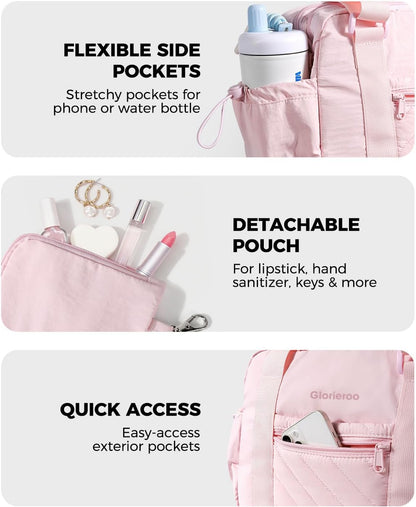 Small Gym Bag for Women - Puffer Duffle Weekender Work Duffel Carry on Overnight Nurse Dance Yoga Workout Tote Bag with Yoga Mat Holder Wet Compartment Coin Purse BPA-Free