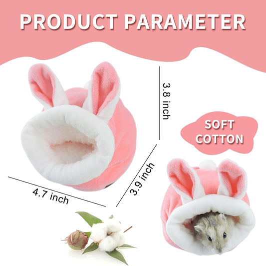 WishLotus Hamster Bed, Mini Soft and Warm Hamster House Cute Non-Slip Hamster Sleeping nest Small Animals Bedding House for Dwarf Hamsters, Mini Hedgehogs and Small Pets (Pink)