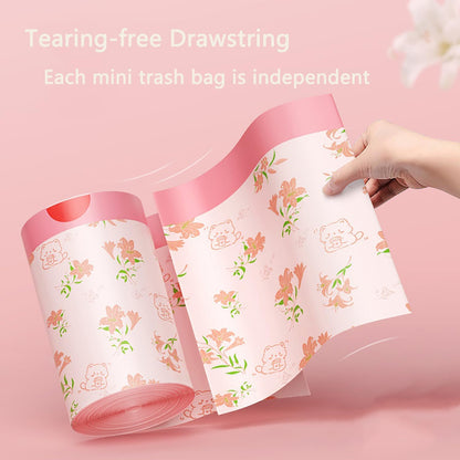 4 Gallon Small Trash Bags 78pcs Tearing-Free Drawstring for Bathroom Office Home Bedroom Trash Can with Pink Lily Printed Garbage Basket Bags
