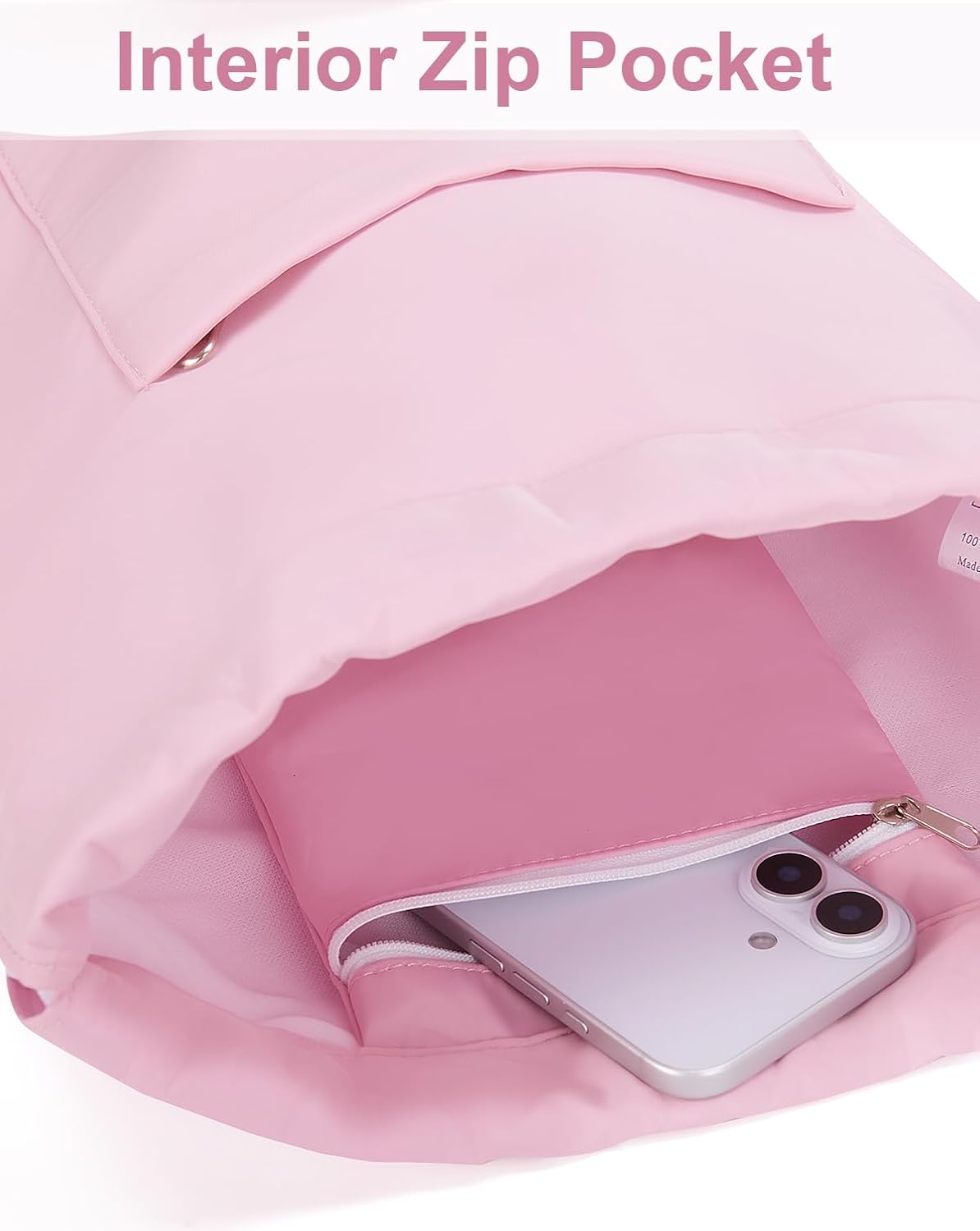 BAVELOE Drawstring Backpack Sports Gym Sackpack with Pockets Water Resistant Cinch String Bag for Women Men（Pink）