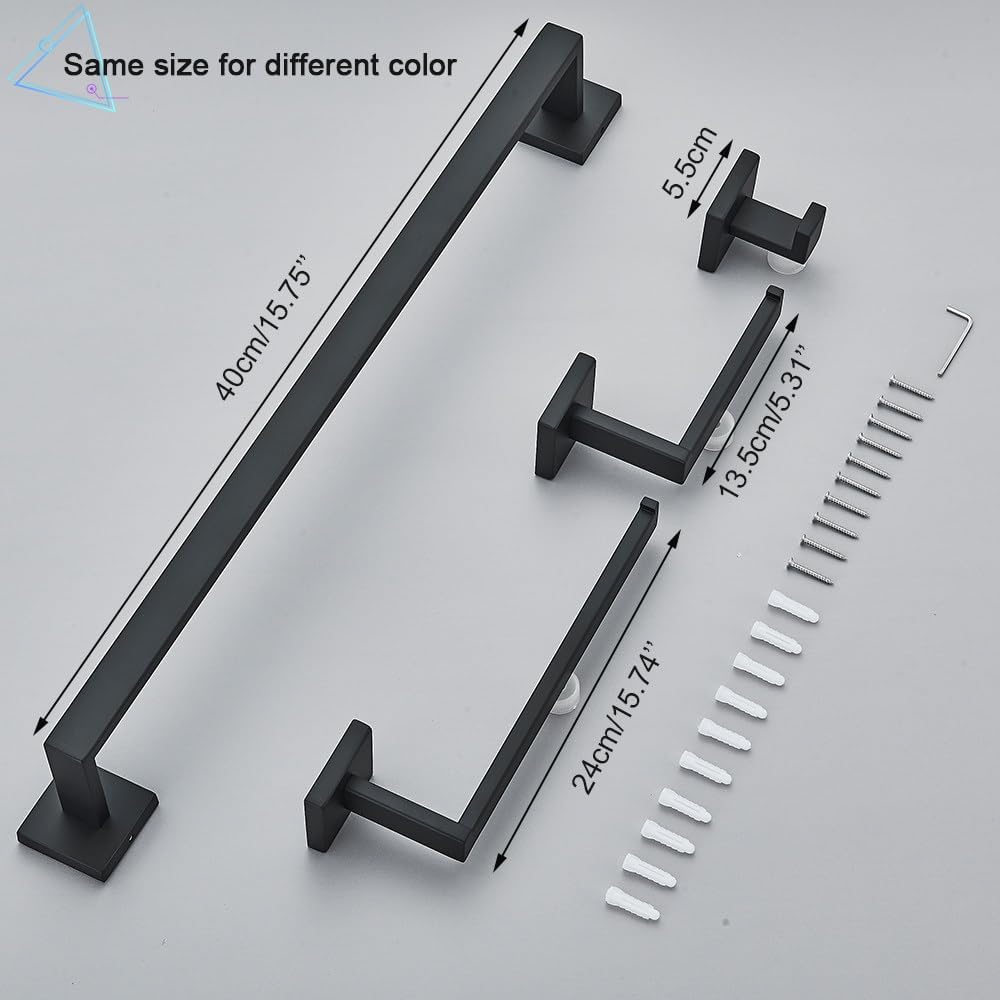 Towel Bars Bathroom Accessories Set Brushed Gold Toilet Wall Towel Bar Railpaper Holder and Hook Stainless Steel Bath Rack Hardware(Rose Gold 4pcs)