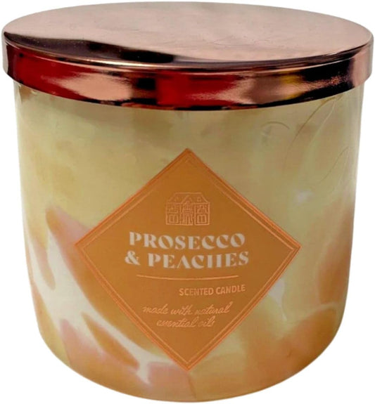 Bubbly Peach 3-Wick Scented Candle – with Natural Essential Oils, 14.5 oz / 411 g