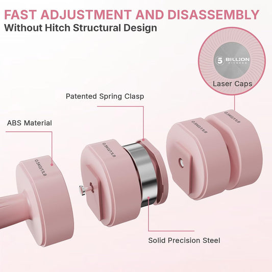 Dumbbell Set of 2, Adjustable Weight, Anti-slip Handle, Macaron Colors, Each 2.2/4.4/6.6/8.8 lbs, 4 in 1 Hand Weights for Women at Home, Blue