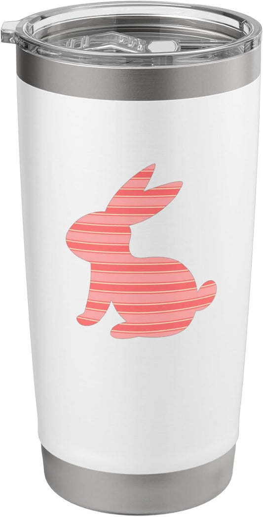 Cute Peach Red Pink Minimalist Horizontal Striped Pattern Stainless Steel Insulated Tumbler
