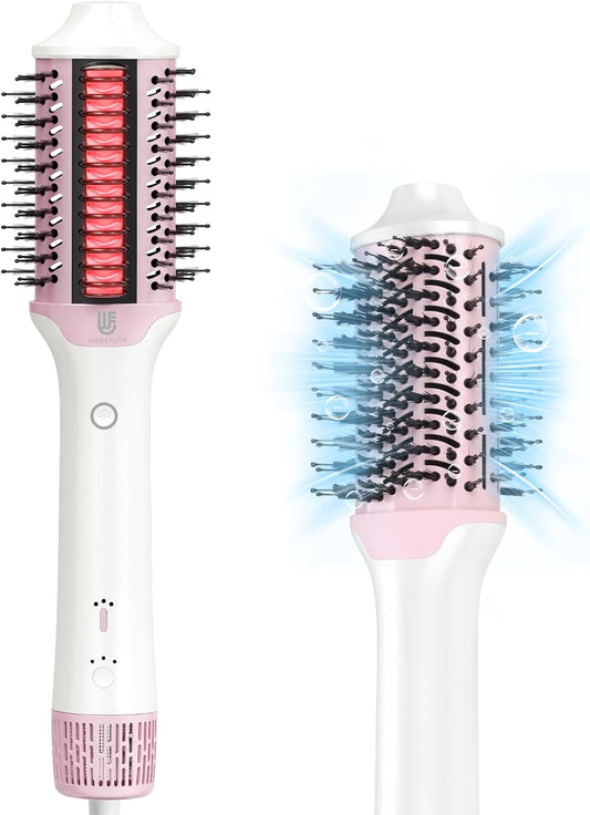 Blow Dryer Brush Hair Straightener: High Speed Hot Air Styler 110,000 RPM for Fast Drying Straightening Volumizing, One Step Volumizer with PTC Smoothing Comb Negative Ion for Silky Frizz-Free (Pink)