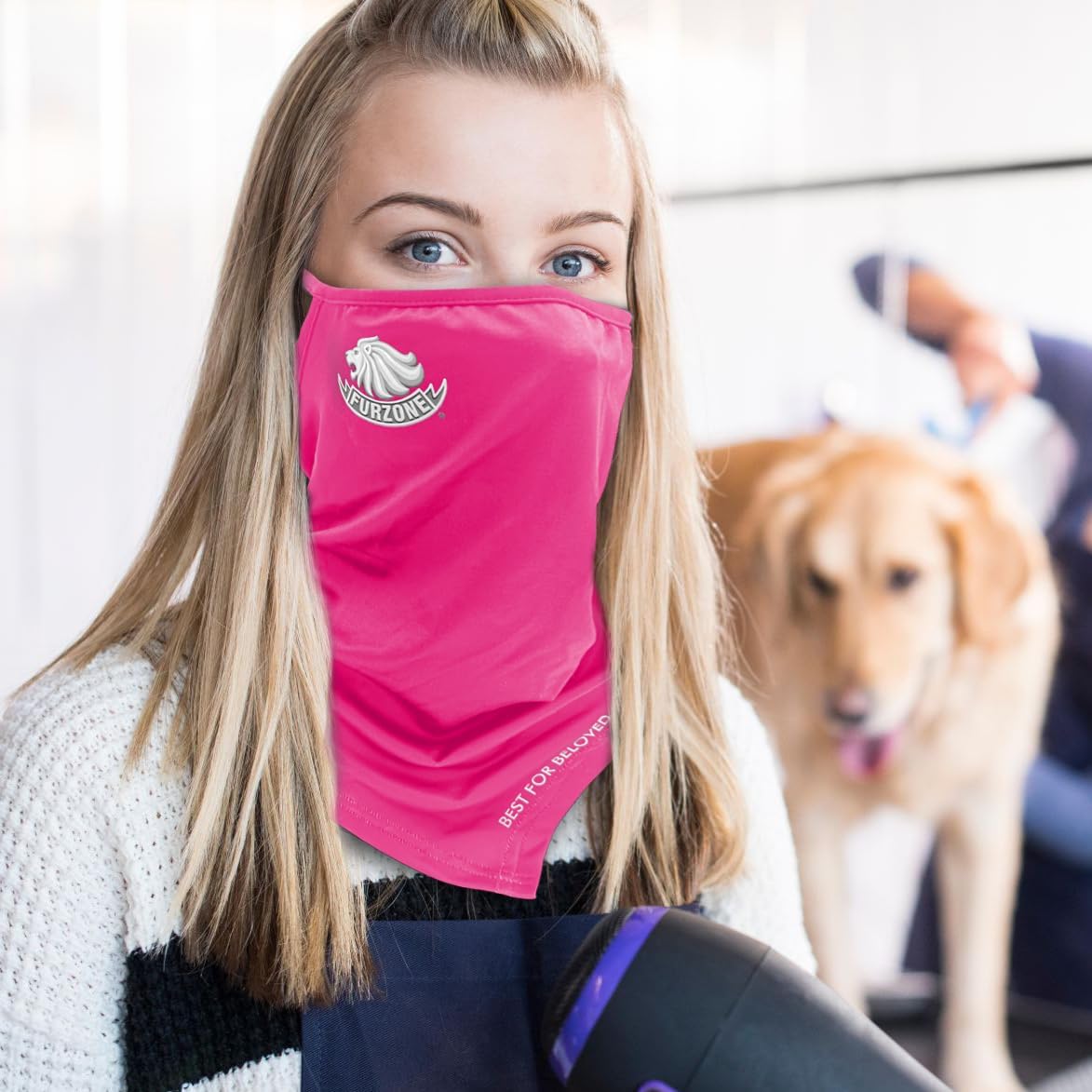 FURZONE Face Scarf with Ear Loops for Professional Groomers - Breathable Face & Neck Gaiter Mask Cover/Dust Fur Protection