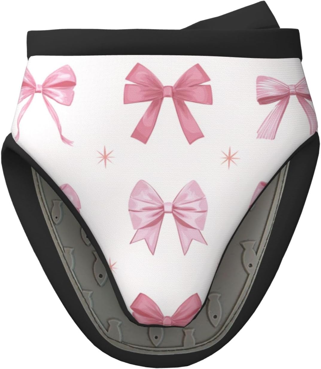 Nine Light Pink Bows Mini Silicone Oven Mitts Heat and Slip Resistant Kitchen Mittens,Short Oven Gloves for Safe Cooking Baking & Grill,5.9"X5.9"