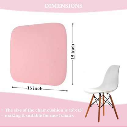 Non-Slip Pink Square Seat Cushions Set of 2 - Comfortable Chair Pads with Removable Cover (15"x15"x1.7") for Kitchen, Office, Car & Indoor Use