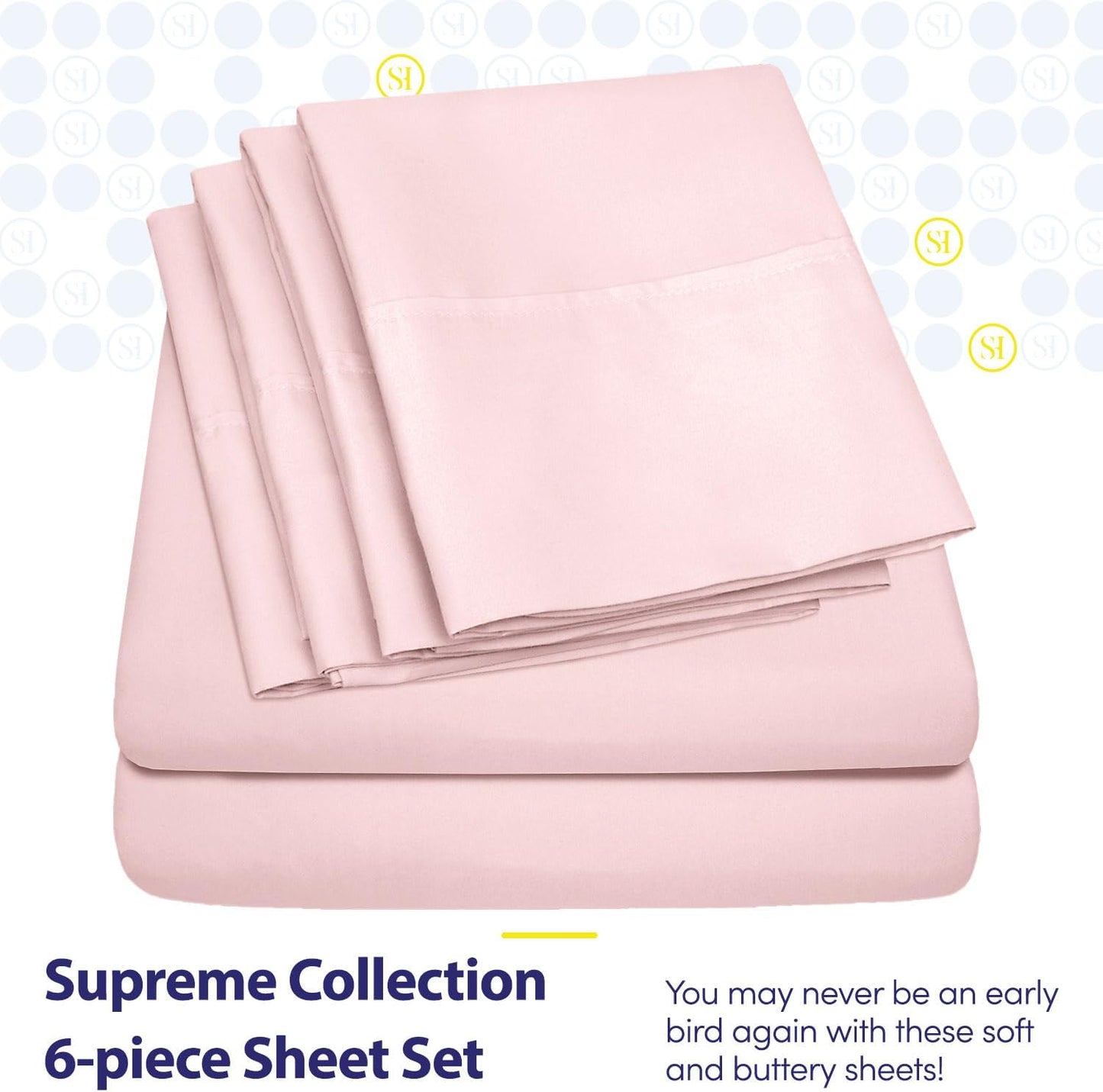 Queen Sheets Pale Pink - 6 Piece 1500 Supreme Collection Fine Brushed Microfiber Deep Pocket Queen Sheet Set Bedding - 2 Extra Pillow Cases, Great Value, Queen, Pale Pink