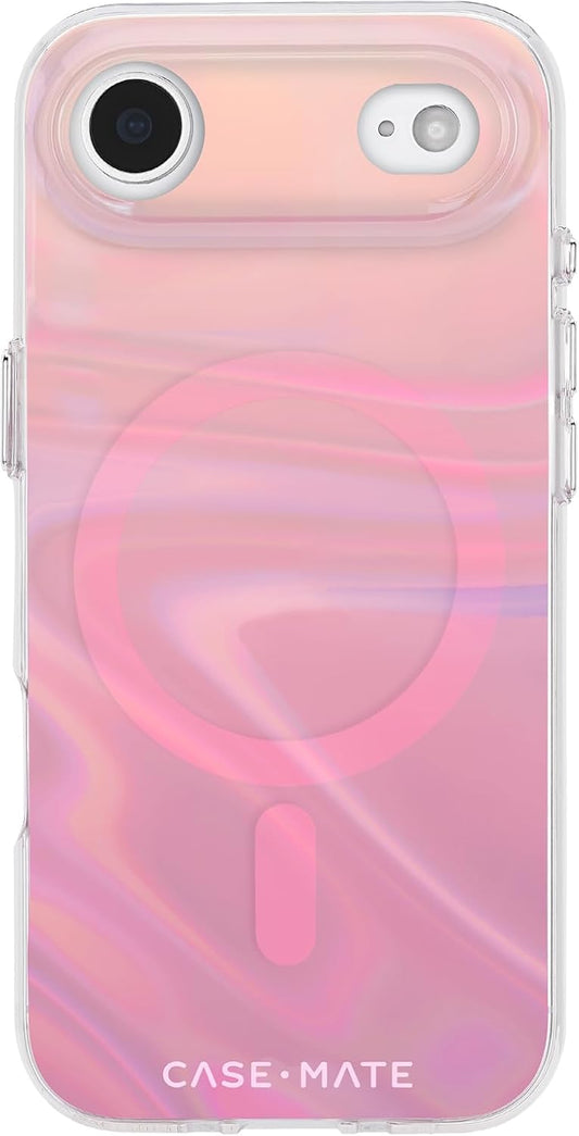 Case-Mate Soap Bubble iPhone Air Case [Compatible with MagSafe] - Stylish Phone Case for Women with 12ft Drop Protection - Premium Magnetic Cover for iPhone Air - Peach Iridescent