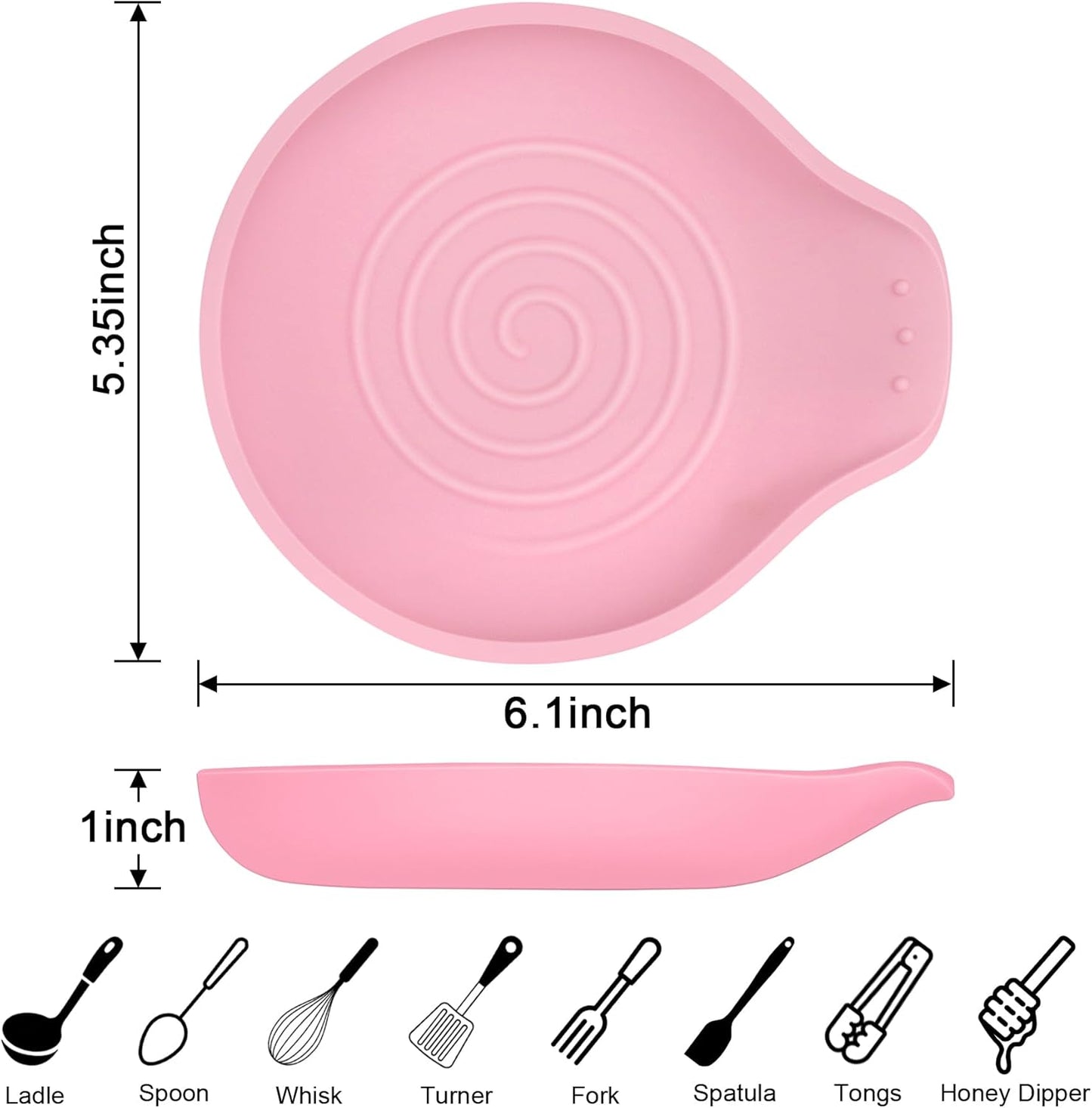 VanlonPro Silicone Spoon Rest for Stove Top - BPA-Free, Heat-Resistant Spoon Holder - Spoon Rest for Kitchen Counter - Large Cooking Utensil Rest for Spoons, Spatulas, Ladles or Tongs - Pink