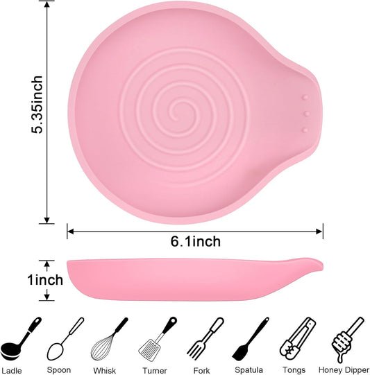 VanlonPro Silicone Spoon Rest for Stove Top - BPA-Free, Heat-Resistant Spoon Holder - Spoon Rest for Kitchen Counter - Large Cooking Utensil Rest for Spoons, Spatulas, Ladles or Tongs - Pink